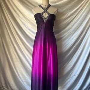 Hailey By Adrianna Papell Beaded sequin purple ombre dress